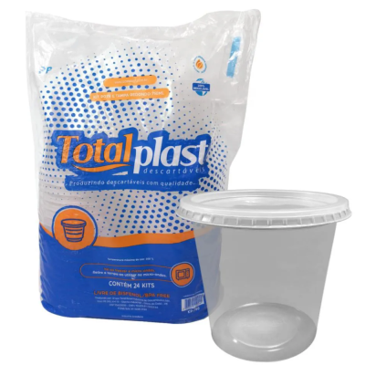 Kit Pote E Tampa 750Ml Redondo Totalplast 24 Un