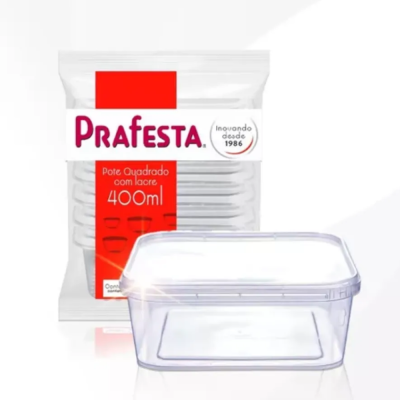 Kit Pote Quadrado C/ Lacre 400 Ml Prafesta