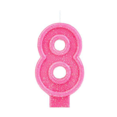 Vela Teimosa N 8 Rosa 10 Un - Bianco