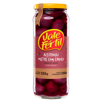 Azeitona Preta Azapa Vidro Vale Fertil 24X200G