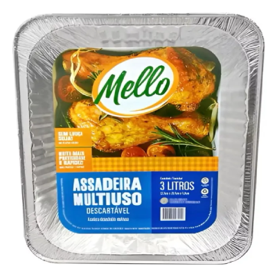 ASSADEIRA ALUM RET 3L MELLO C/ 20UN