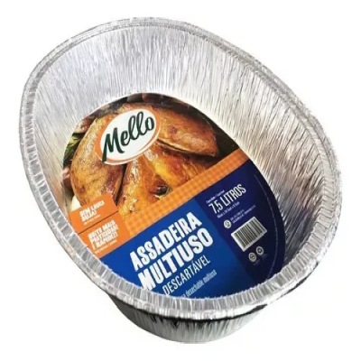 ASSADEIRA ALUM OVAL 7,5L MELLO C/ 20UN