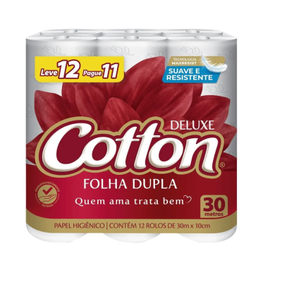 PAPEL HIGIENICO FOLHA DUPLA COTTON 6XL12P11
