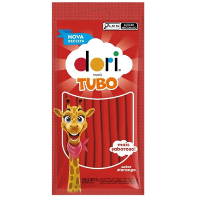 TUBO RECHEADO MORANGO DORI 12X70G