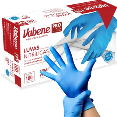 LUVA NITRILICA AZUL GRANDE VABENE 100 UN