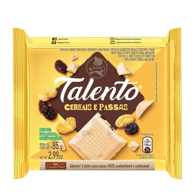 Talento Cereais E Passas 12X85G